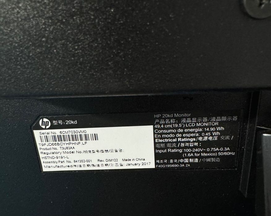 Monitor HP 20kd 19.5 polegadas