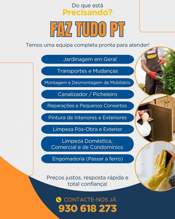 Serviços de Colheita, jardinagem, limpeza de terreno, entre outros