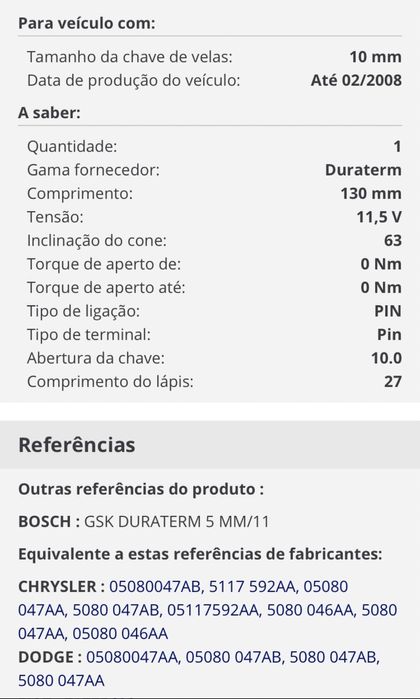 Vela BOSCH de pre-aquecimento Mercedes W203