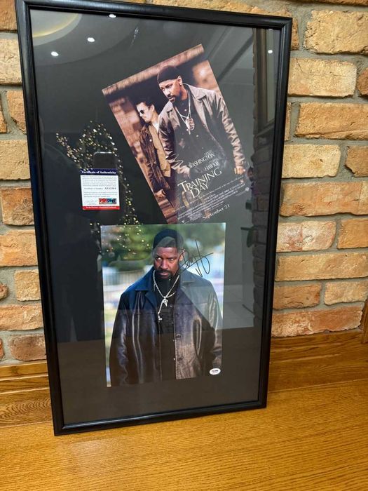 Oryginalne zdjęcie plakat z autografem Denzel Washington DZIEŃ PRÓBY
