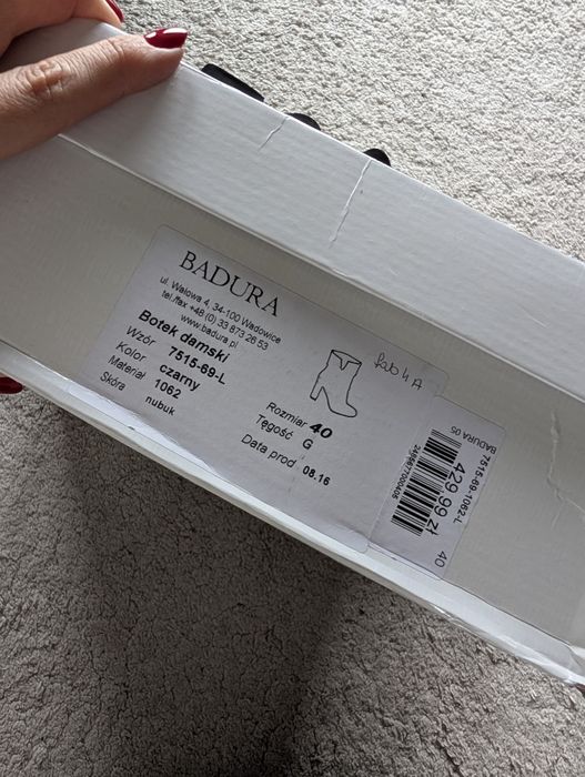 Nowe Botki Badura 40 skórzane
