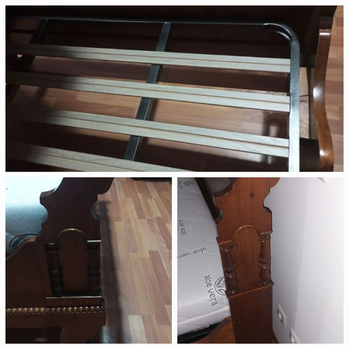 Cama, mesas cabeceira e cadeira