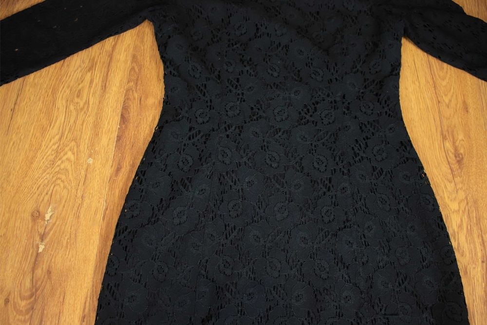Sukienka Massimo Dutti r. 40 czarna długa rękaw 3/4