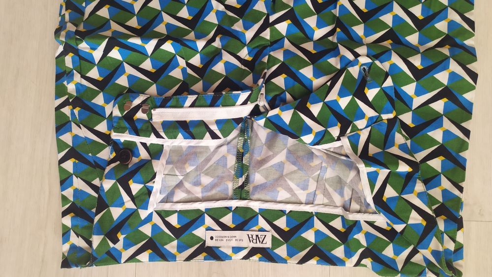 Zara damskie spodnie rozmiar 38 zielone niebieskie geometryczne wzory