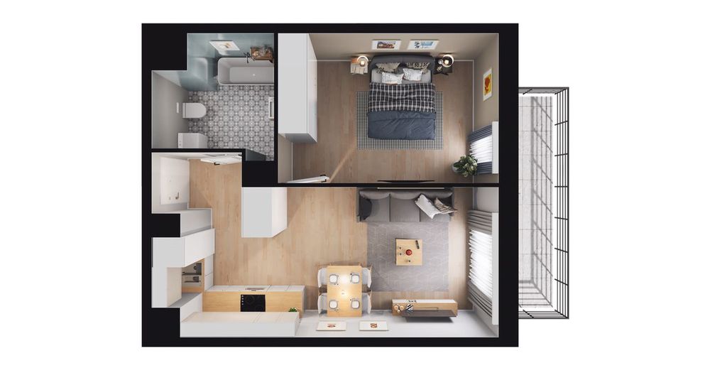 2-pokojowe mieszkanie 39m2 + balkon