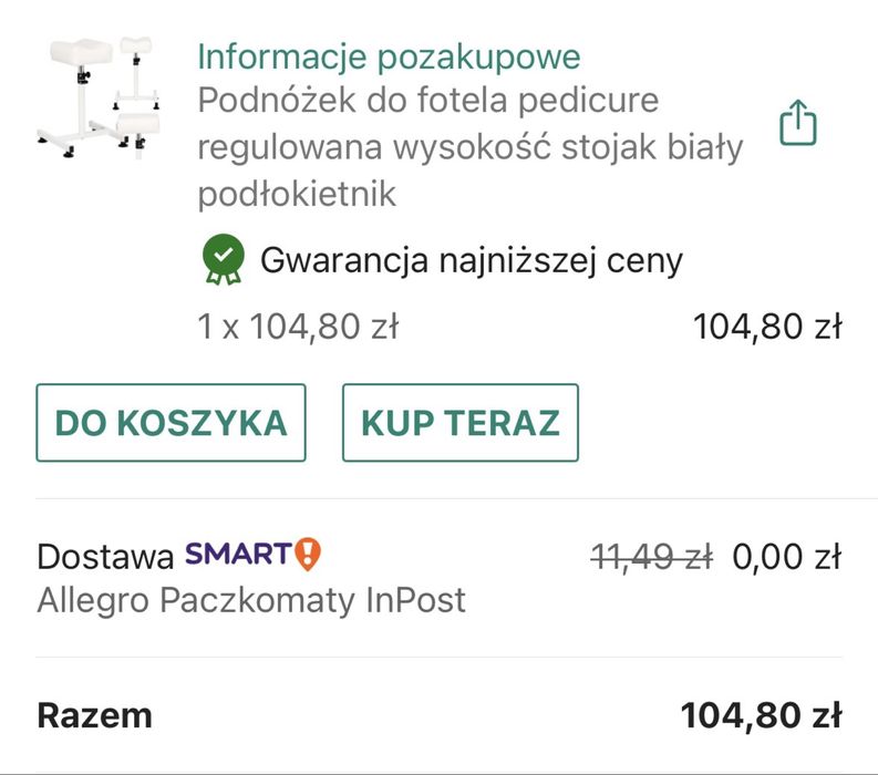 Podnóżek do fotela pedicure