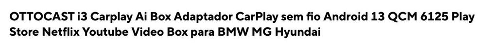 OTTOCAST i3 Carplay Ai Box Adaptador CarPlay para BMW iDrive 6, 7, 8, 9