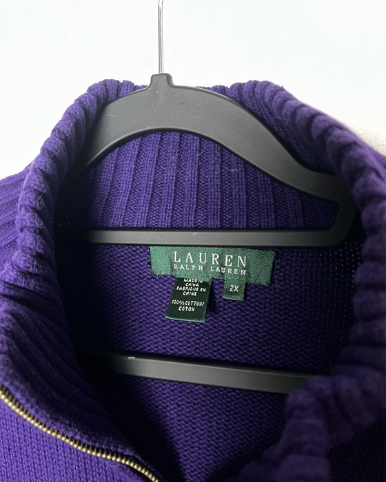 Lauren Ralph Lauren purple turtleneck full zip sweater