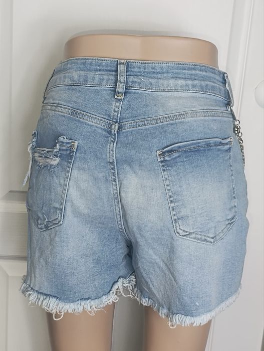 Spodenki krótkie jeansowe niebieskie wysoki stan S/M nowe