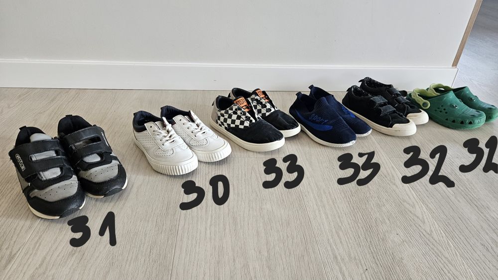 Buty 30,32,33 białe, czarne, tenisówki , pełne, kroksy , kapcie wysyłk
