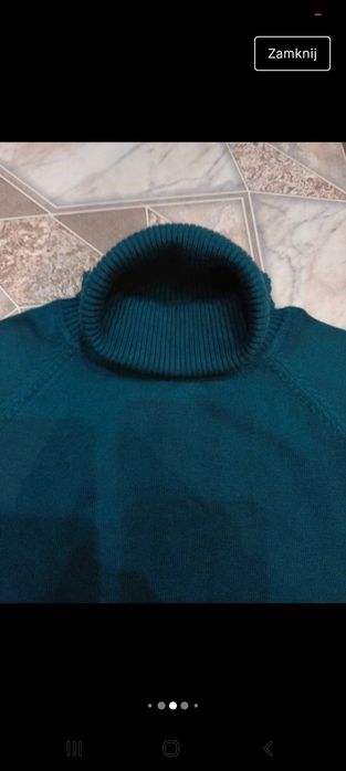 Golf, sweterek, klasyczny, ciemny turkusowy/morski, roz S