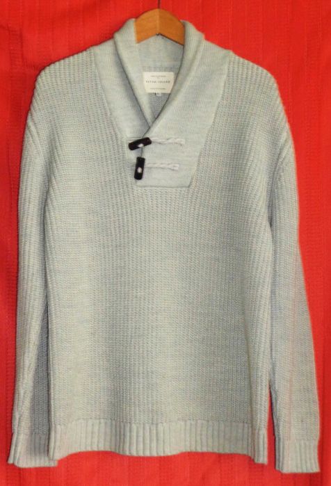 RIVER ISLAND sweter jasny popiel gruby splot roz.L