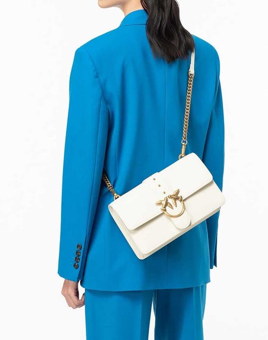 PINKO damska torebka listonoszka Love one Classic Icon biała/ecru