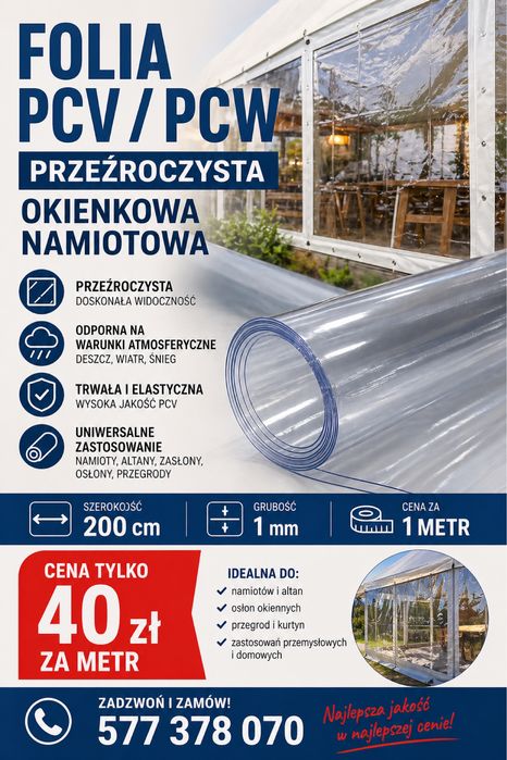 Folia PCV PCW szerokość 200 cm