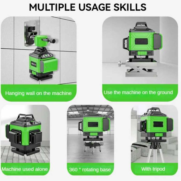 NIVEL DE LASER - 4D de 16 linhas c/ Tripé + 2 baterias