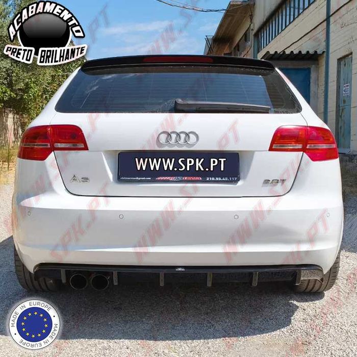 Difusor Traseiro - Audi A3 8P Sportback (08-12) - Preto Brilhante