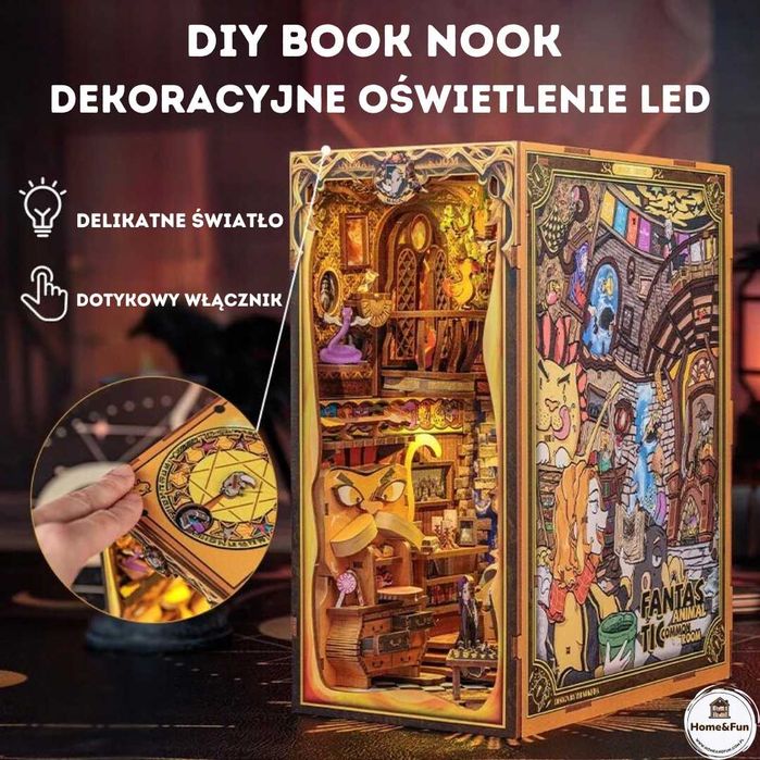 miniaturowy domek fantastyczne zwierzęta book nook puzzle