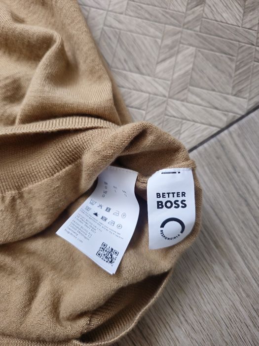 Вовняний светр, джемпер, бежева кофта BOSS, Hugo Boss унісекс/ Оригі