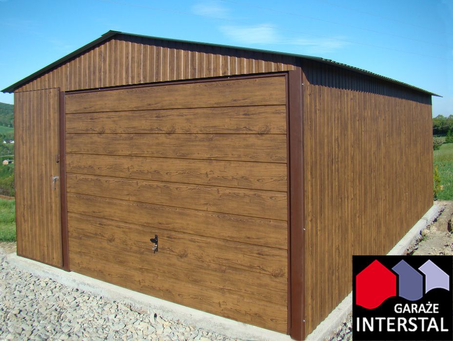 Garaże Blaszane 4x5 Garaż Blaszany Orzech Drewnopodobny Blaszaki