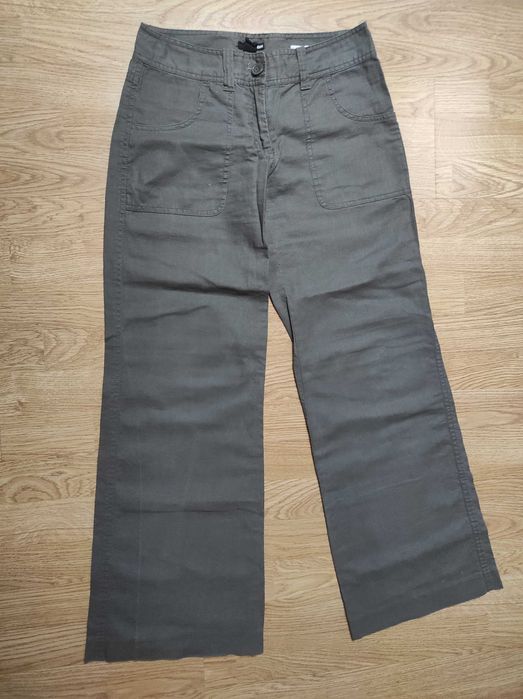 Spodnie len+bawełna H&M szeroka nogawka 36