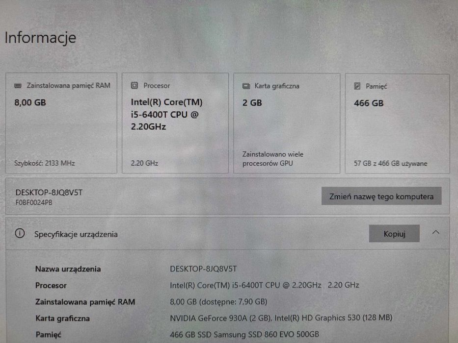 Komputer Lenovo Ideacentre AIO 700 21,5" 8GB RAM 500GB SDD  ! Okazja !