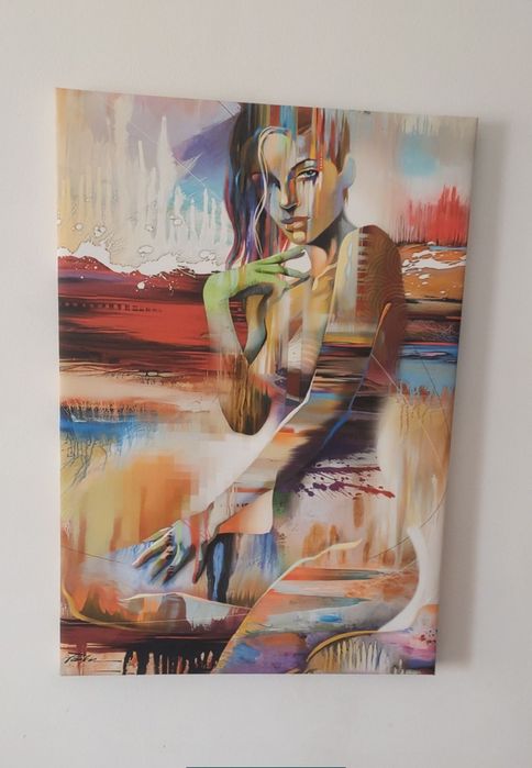 Moldura mulher abstrata Quadro impressão pintura tela tecido  45x65 cm