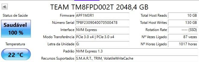 Disco NVMe M2 2 TB com dissipador de calor