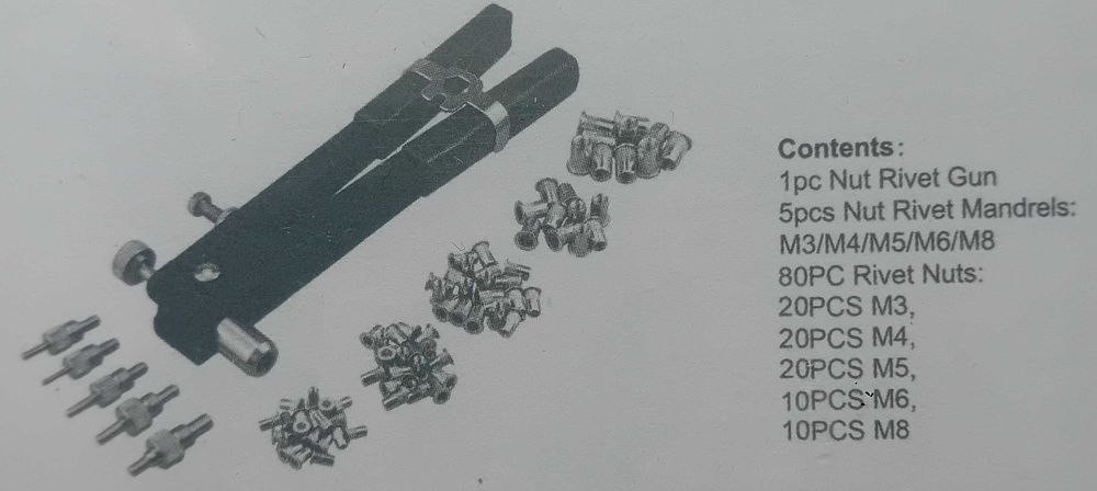 Conjunto de 86 ferramentas para rebitar femeas com alicate .