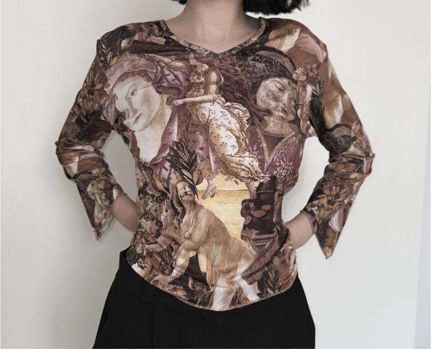 Лонгслів із принтом у вінтажному стилі