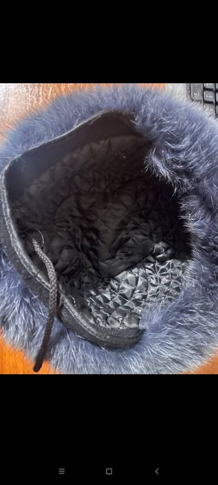 Шапка из песца,натуральный мех,темно синий!