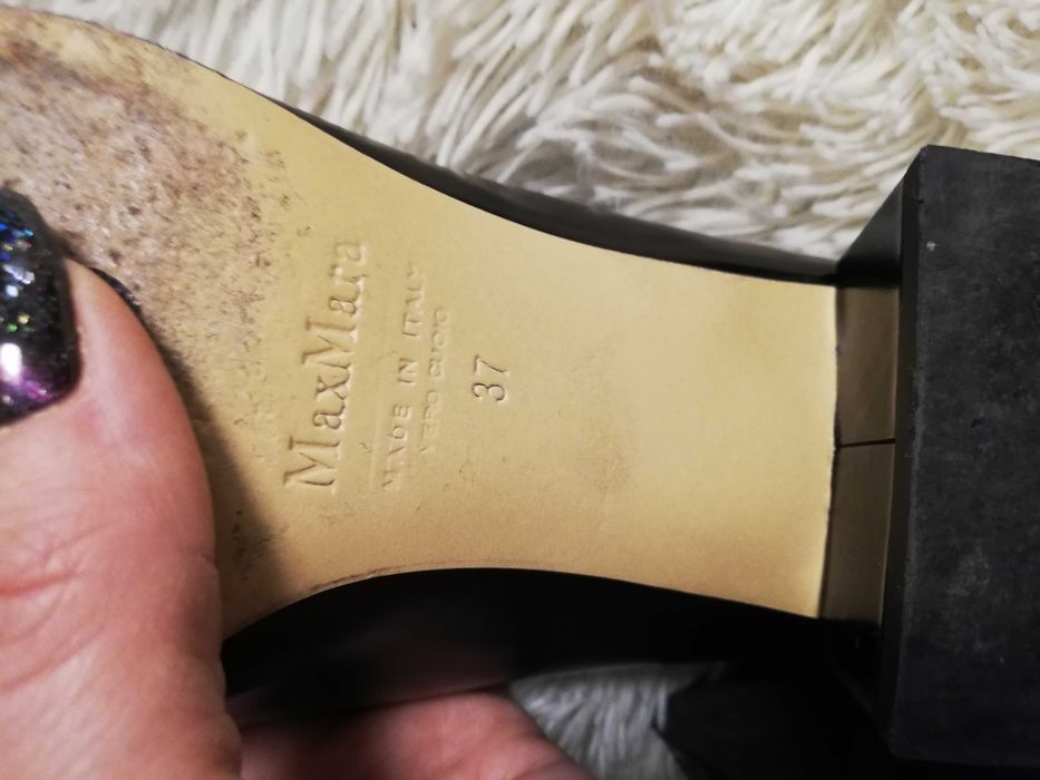 buty Max Mara 37 czarne skóra Made in Italy czółenka Max Mara 37 skóra