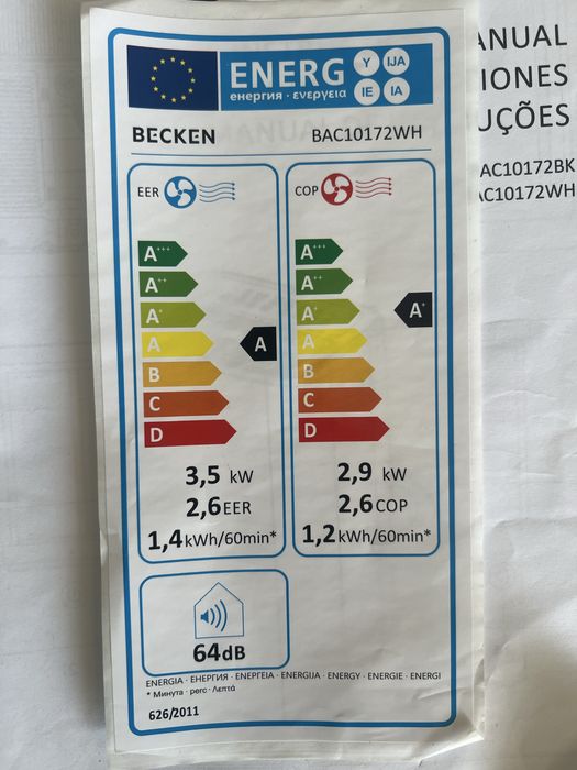 Ar Condicionado Portátil BECKEN BAC10172WH (24 m2 - 12000 BTUs - Branco)