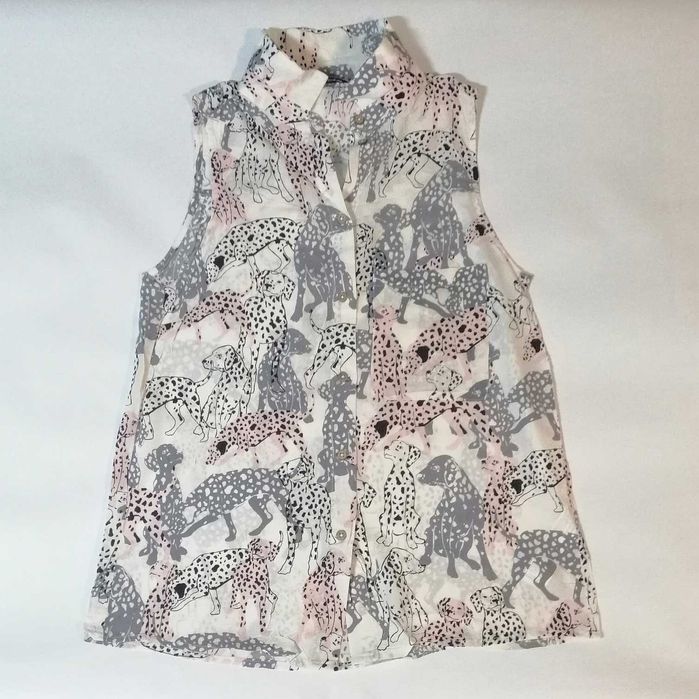 Blusa de alças | branca com padrão de Dálmatas (tamanho M)