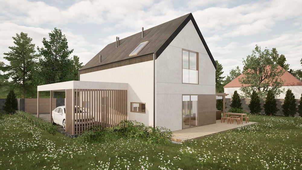 Dom całoroczny 106,38m2 na STALOWEJ konstrukcji szkieletowej LGS