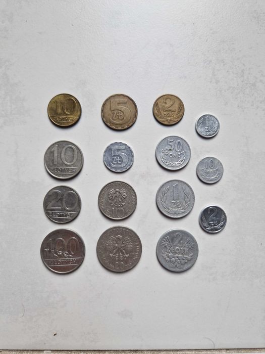Monety z PRL zestaw 15 różnych nominałów