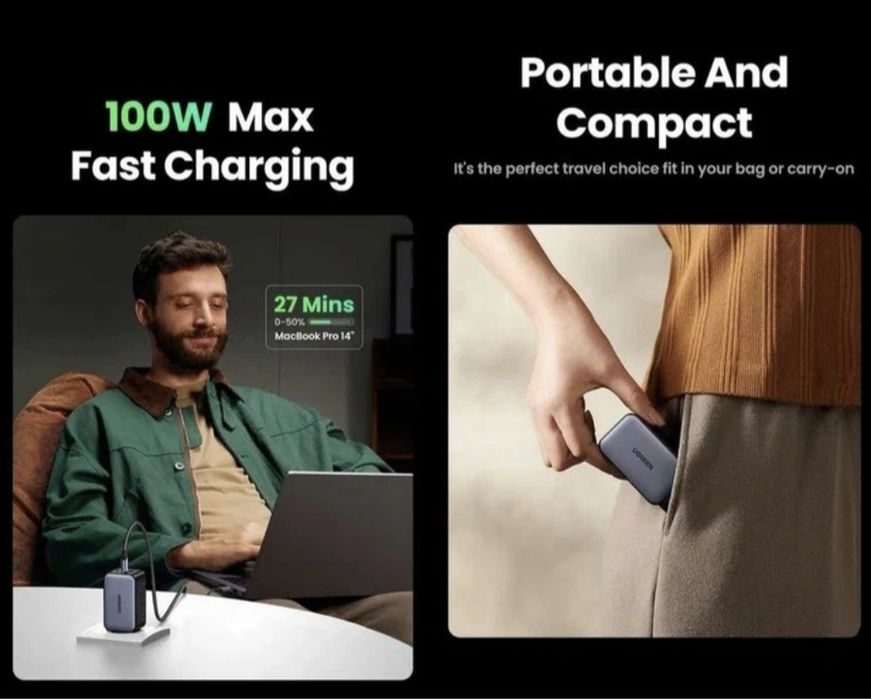 Універсальний зарядний пристрій 100W Ugreen Nexode X GaN X756 2xType-C