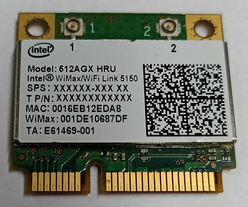 Модуль Wi-Fi Intel 512AGX_HRU (Intel 5150)  2,4 ГГц и 5,0 ГГц