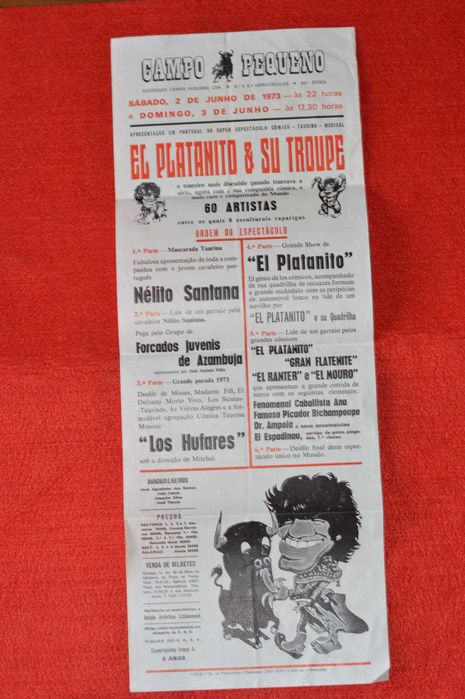 Campo Pequeno -  cartaz Tourada 1973 - toiros