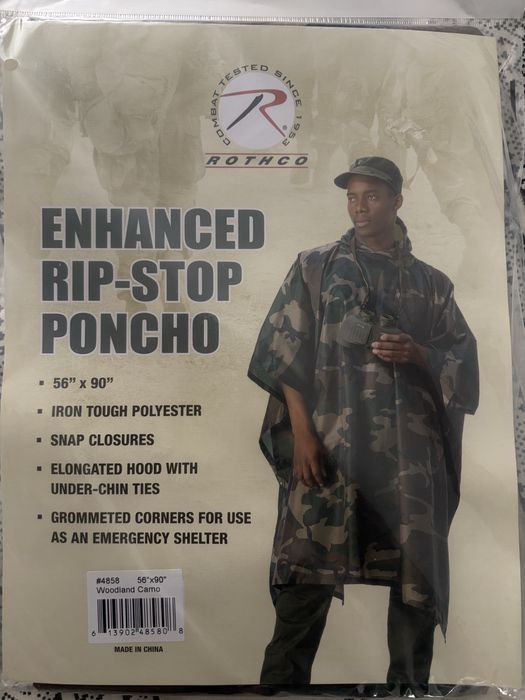 Пончо(дощовик) Rothco Enhanced rip-stop poncho Woodland Camo
