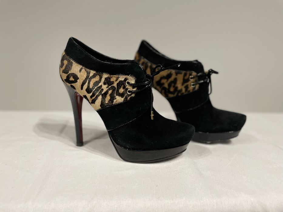 Botki Kazar skóra 38 lakierek panterka włosie