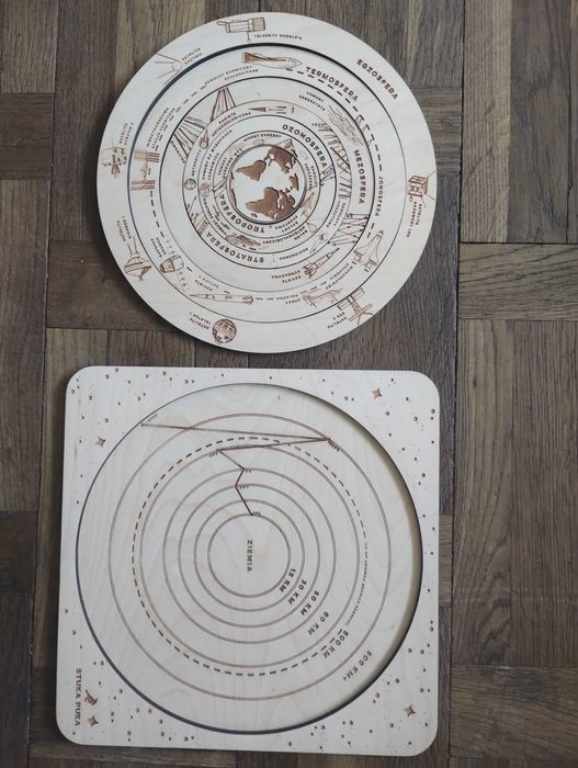 Stuka Puka zestaw 3 drewnianych układanek kosmos Montessori