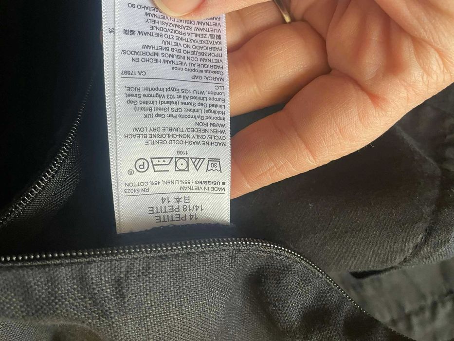 GAP spodnie bermudy lniane czarne rozm. 44 kieszonki wysoki stan