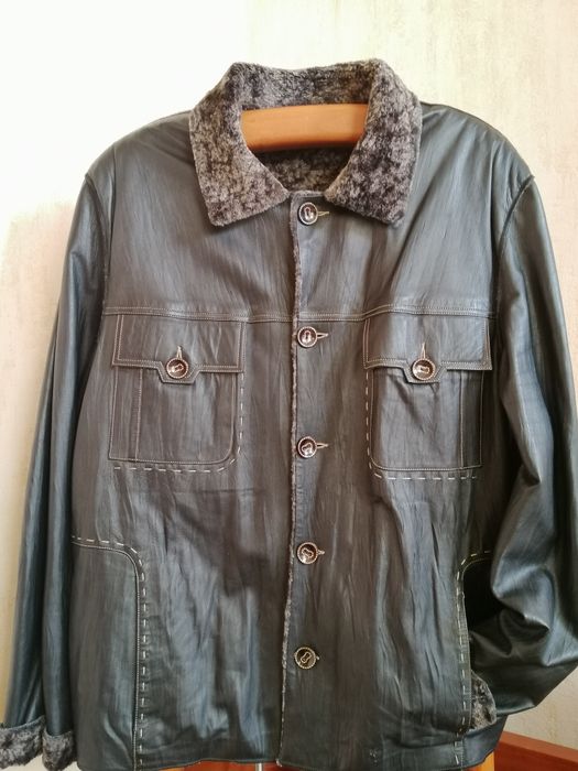 Кожаная прямая куртка пиджак