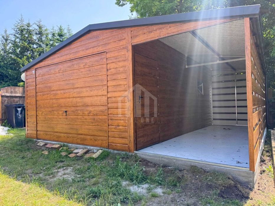 Garaż blaszany 4x6m + wiata 2m - brama drzwi okno rynny SO119
