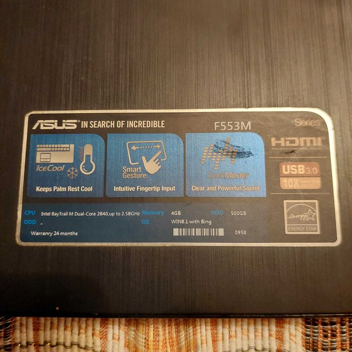 Portátil Asus F553M com HDD e Carregador: Avariado