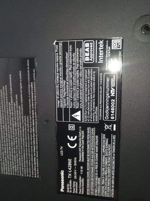 Telewizor Sony Viera 42 cale TX-L42B6E - proszę czytać opis