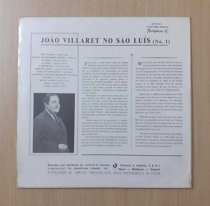 João Villaret - João Villaret no São Luís, Nº 1 (Vinil)