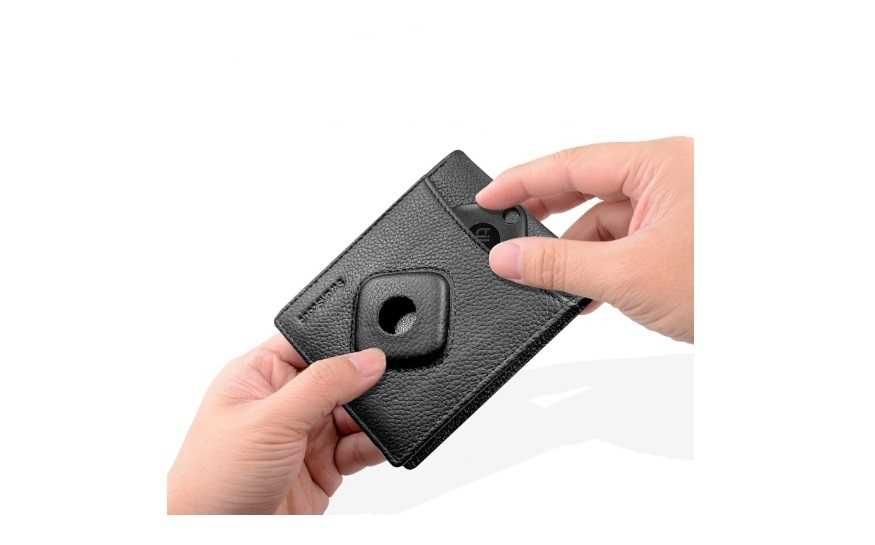 Portfel męski czarny z prawdziwej skóry, ochrona RFID SwanScout