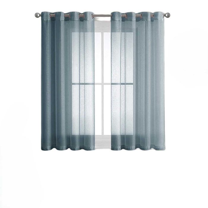 Zasłony Voile MRTREES 2x 260x140 cm Granatowe Lniane na Przelotkach