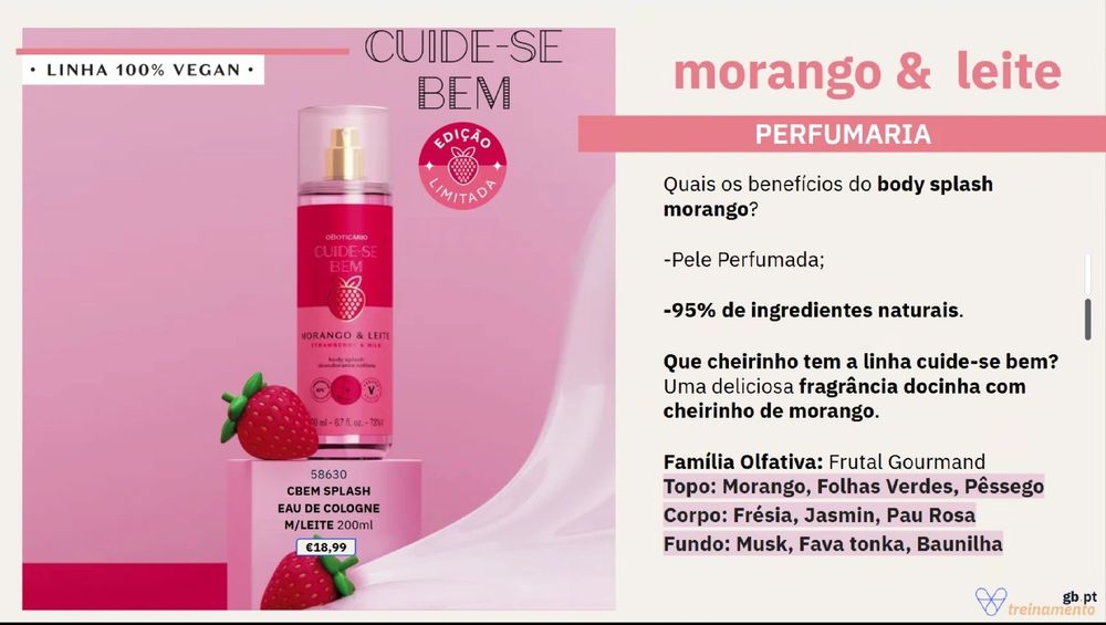 Conjunto hidratante Morango de leite